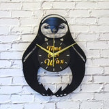 Penguin ~ Vinyl Record Clock Art