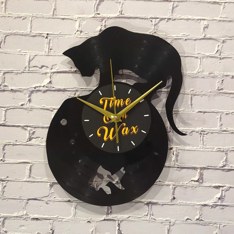 Cat and a Fishbowl ~ Vinyl Record Clock