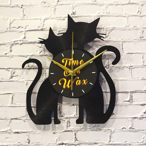 Cats In Love ~ Vinyl Record Clock Art