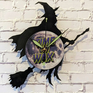 Witch on a Broom ~ Vinyl Record Clock