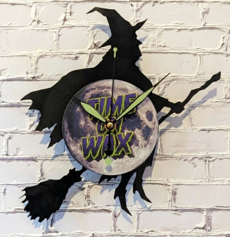 Witch on a Broom ~ Vinyl Record Clock