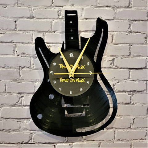 Electric Guitar ~ Vinyl Record Clock Art