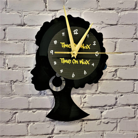 Afro Profile ~ Vinyl Record Clock Art