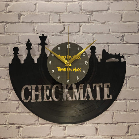 Checkmate ~ Vinyl Record Clock Art