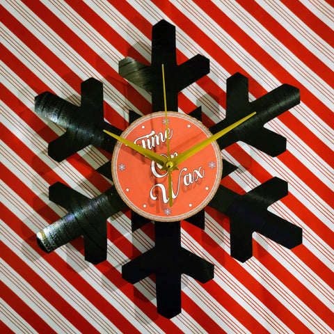 Snowflake ~ Vinyl Record Clock Art