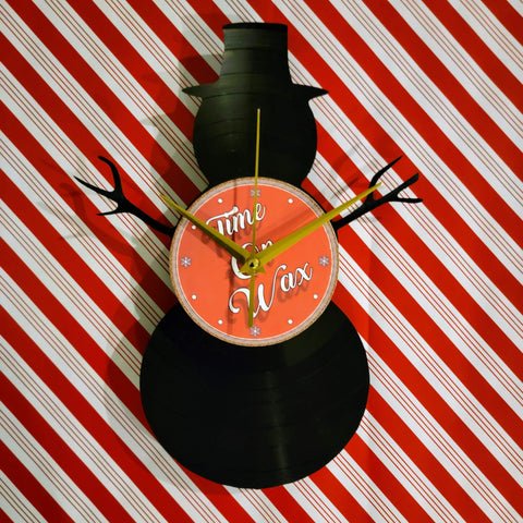 Snowman ~ Vinyl Record Clock Art